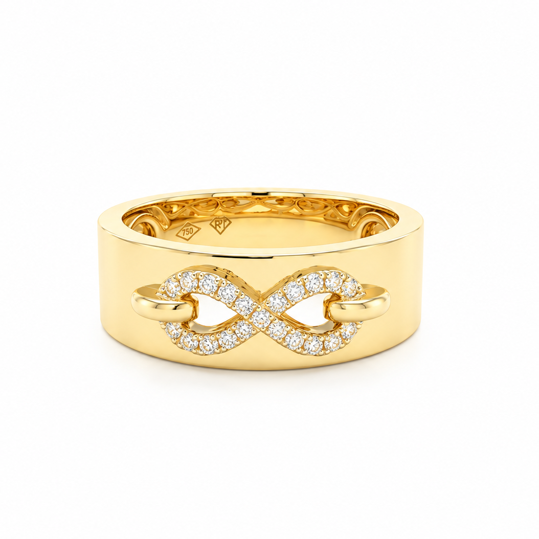 18k Gold Diamond Infinity Cigar Band