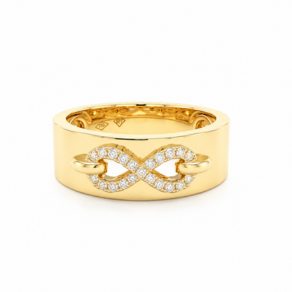 18k Gold Diamond Infinity Cigar Band
