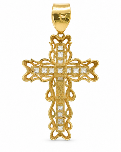 14k Two Tone Gold Large Crucifix Pendant | 18.9g