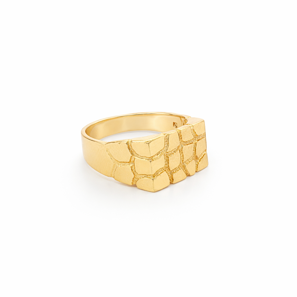 14k Gold Nugget Signet Ring