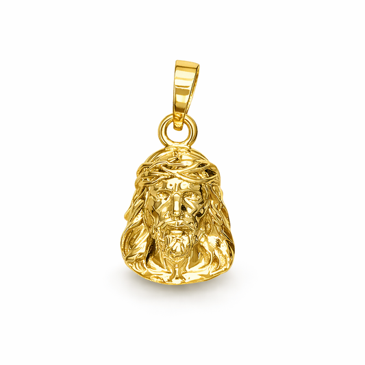 18k Gold Jesus Christ Pendant Shroud of Turin Inspired Solid Gold Religious Pendant 16.5mm