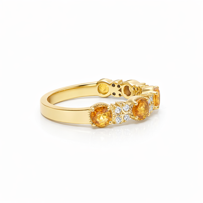 14k Gold Lab Diamond and Citrine Birthstone Ring (0.11tcw)