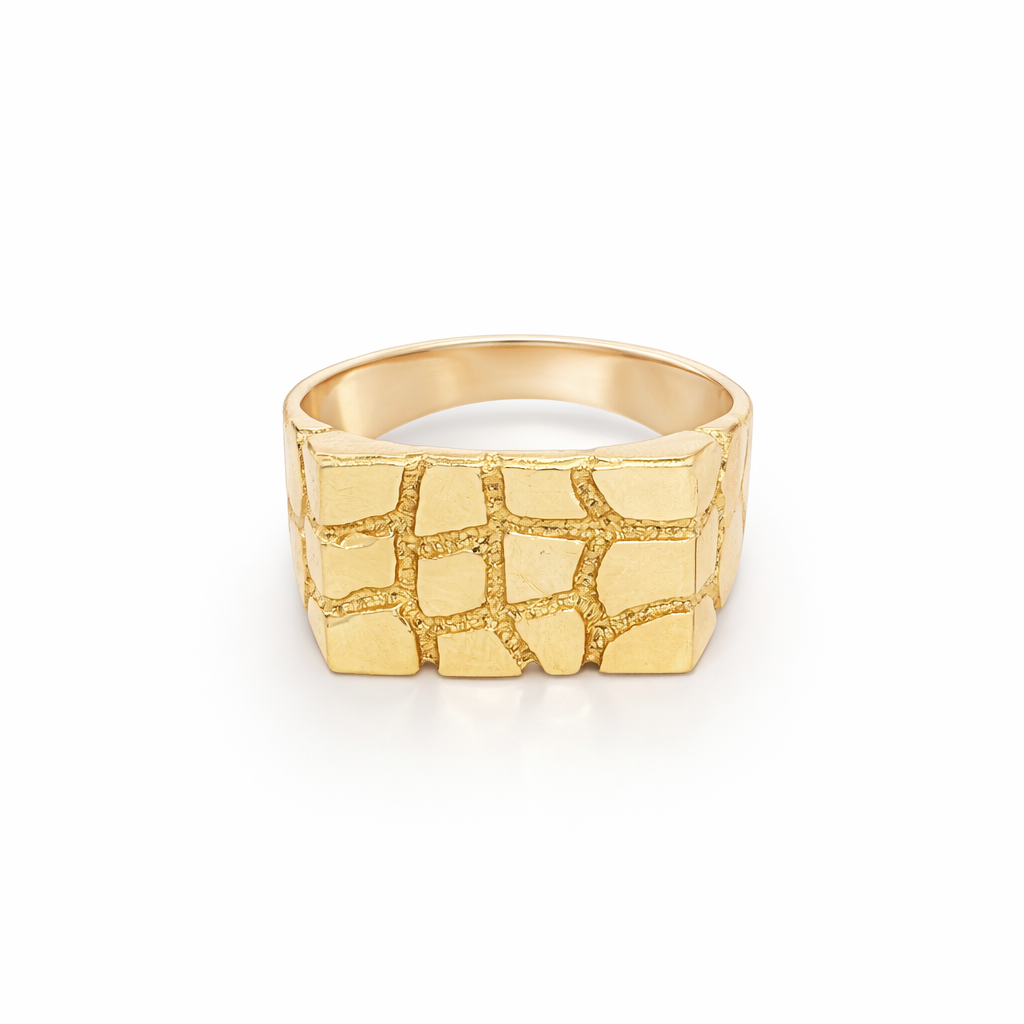 14k Gold Nugget Signet Ring