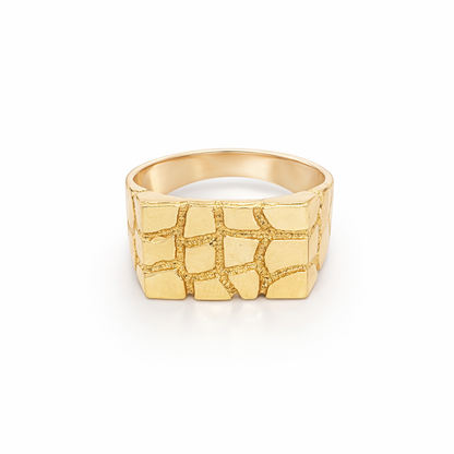 14k Gold Nugget Signet Ring