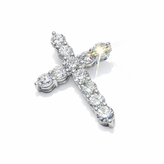 14k White Gold Lab Diamond Cross Pendant | 2.13 tcw