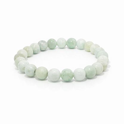 7mm A-Grade Natural Light Green Jadeite Bead Bracelet | 6.5"