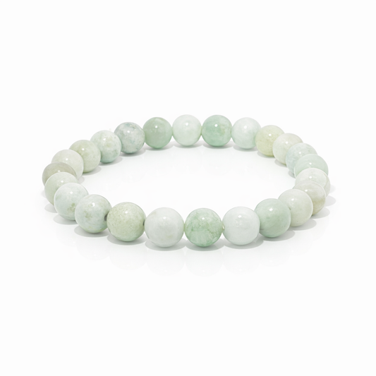 7mm A-Grade Natural Light Green Jadeite Bead Bracelet | 6.5"