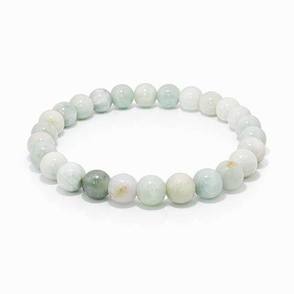 7mm A-Grade Natural Light Green Jadeite Bead Bracelet | 7"