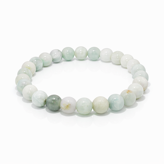 7mm A-Grade Natural Light Green Jadeite Bead Bracelet | 7"