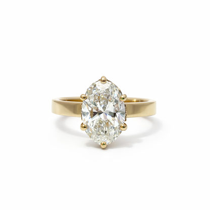 14k Gold 3.00ct Oval Lab Diamond 3mm Cigar Band Engagement Ring