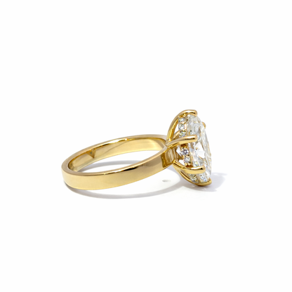 14k Gold 3.00ct Oval Lab Diamond 3mm Cigar Band Engagement Ring