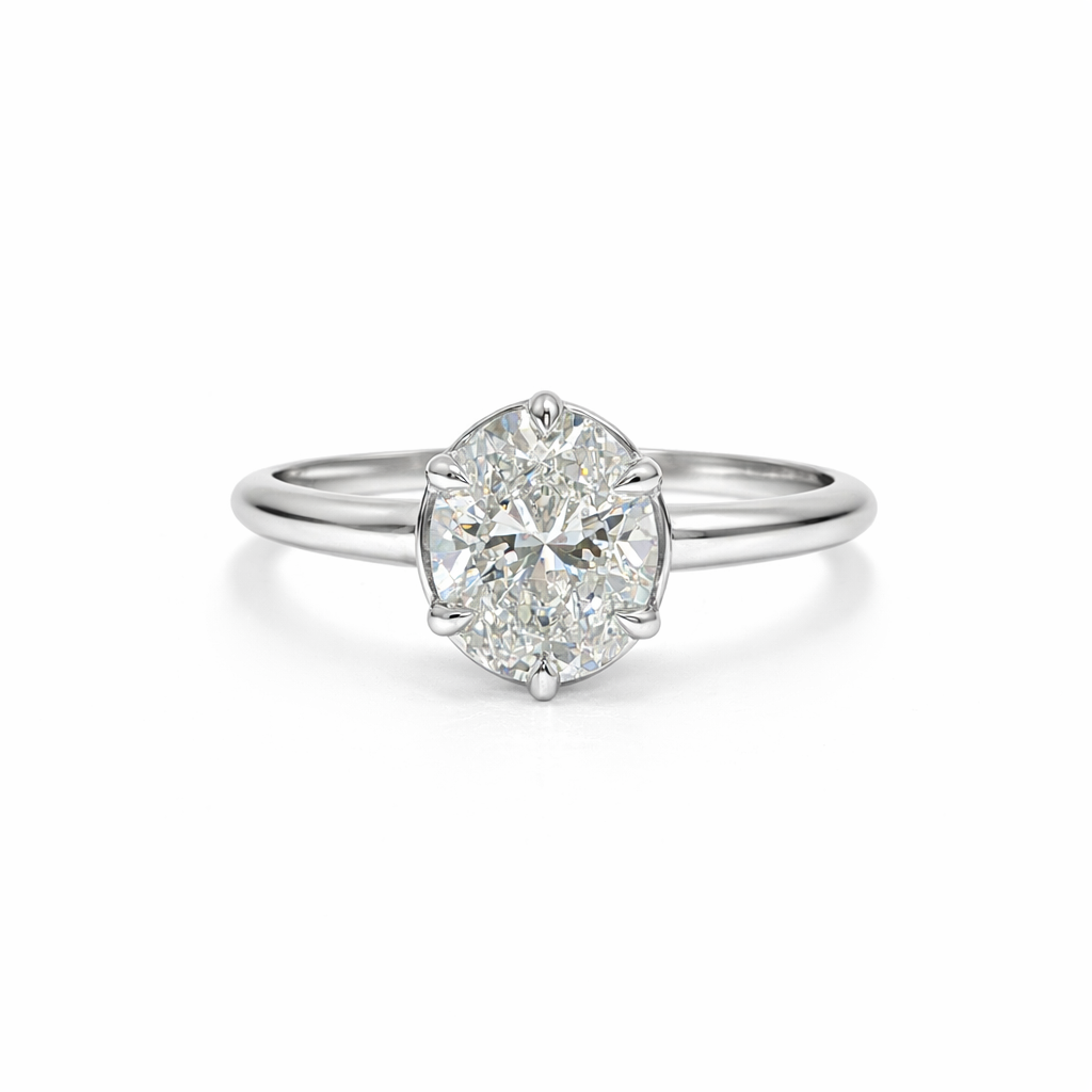14k White Gold 2.02ct Lab Diamond Six Prong Basket Engagement Ring