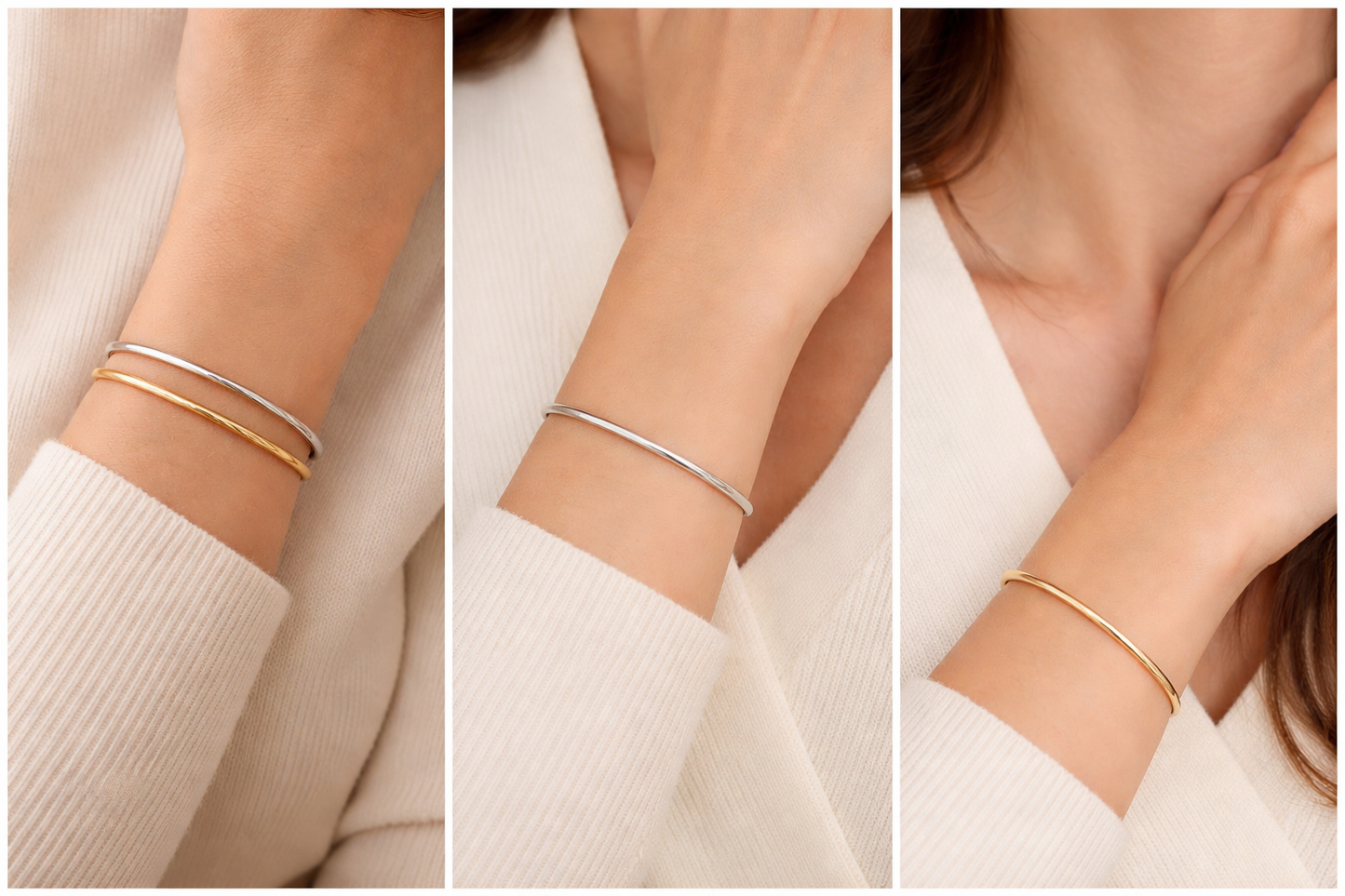 14k Gold Hinged Bangle Bracelet | 2.5mm x 60mm | Fits 7.5" Wrist