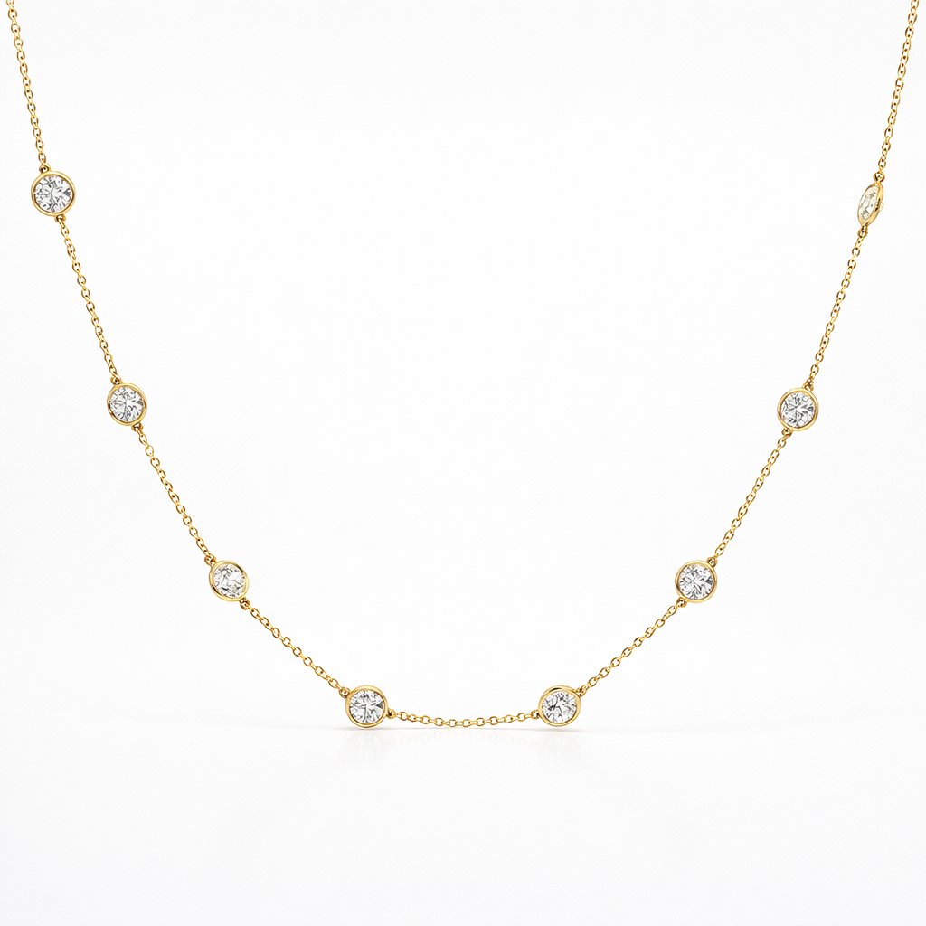 14k Yellow Gold and Lab Diamond Station Necklace (4.36 tcw)