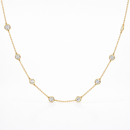 14k Yellow Gold and Lab Diamond Station Necklace (4.36 tcw)
