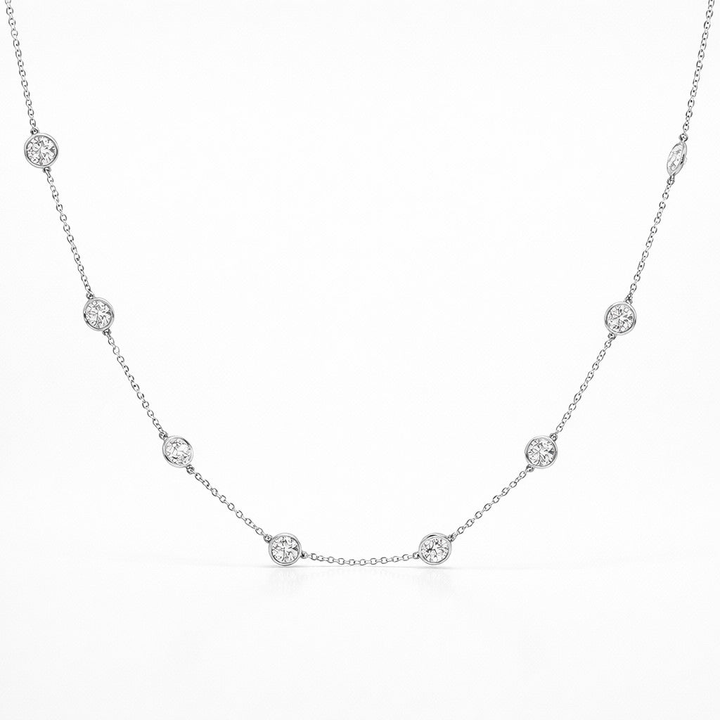 14k Yellow Gold and Lab Diamond Station Necklace (4.36 tcw)