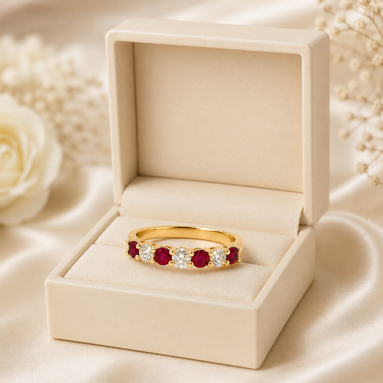 14k Gold Natural Diamond (0.84 tcw) and Ruby (0.52 tcw) Ring