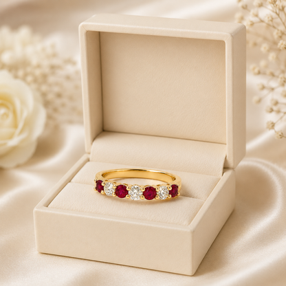 14k Gold Natural Diamond (0.84 tcw) and Ruby (0.52 tcw) Ring
