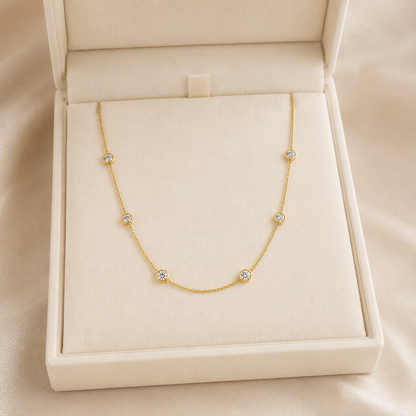 14k Yellow Gold and Lab Diamond Station Necklace (4.36 tcw)