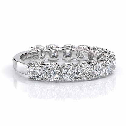 14k White Gold 3/4 Eternity Lab Diamond Band 2.87 tcw | Cushion Cut | 3.5mm