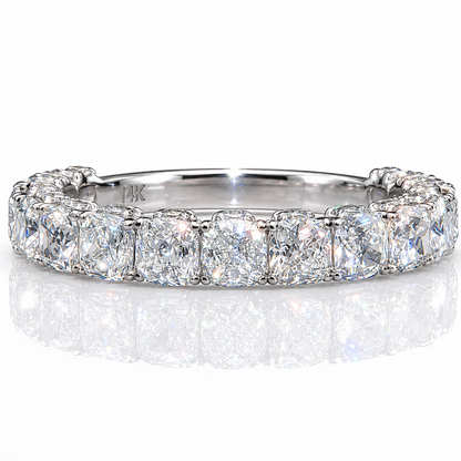 14k White Gold 3/4 Eternity Lab Diamond Band 2.87 tcw | Cushion Cut | 3.5mm