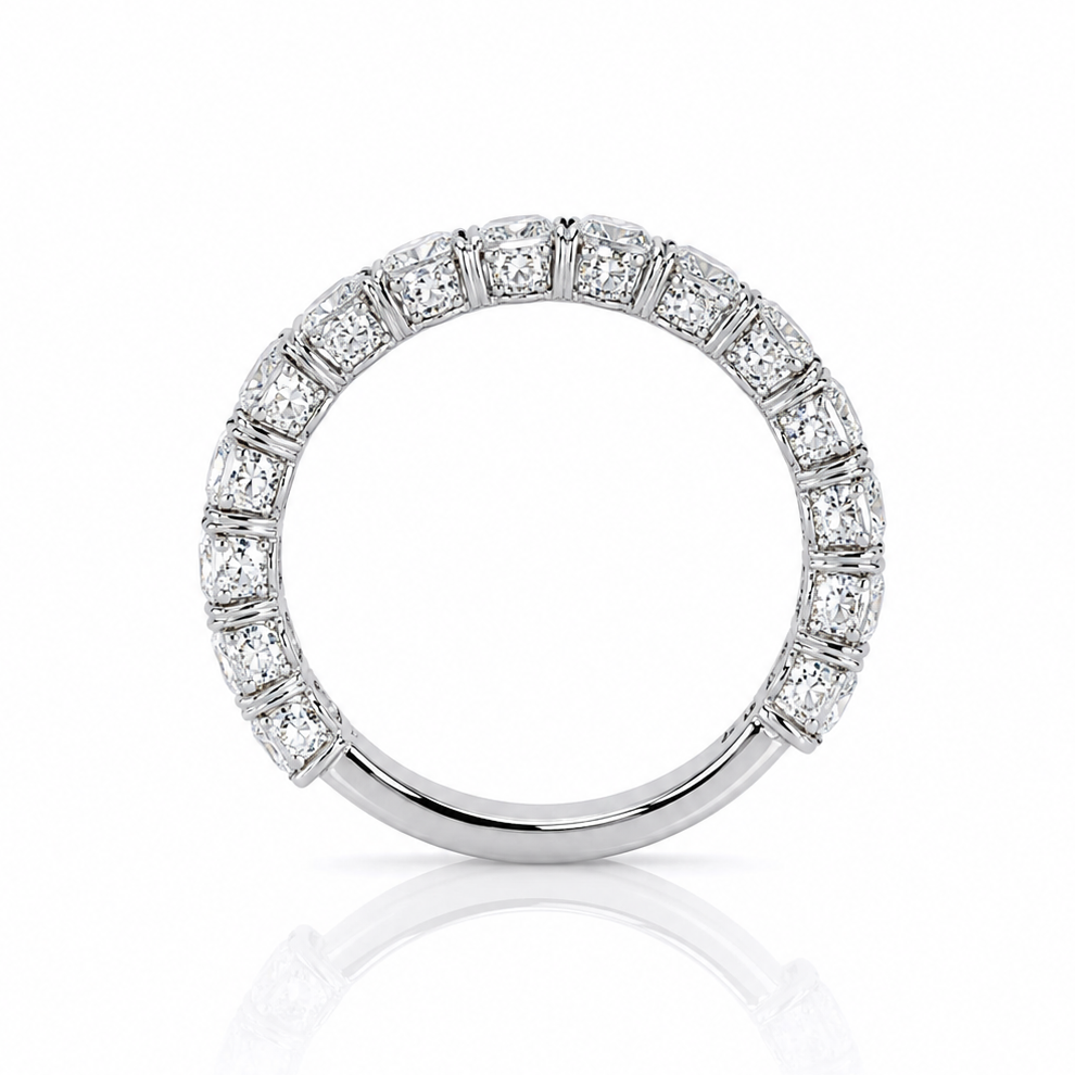 14k White Gold 3/4 Eternity Lab Diamond Band 2.87 tcw | Cushion Cut | 3.5mm