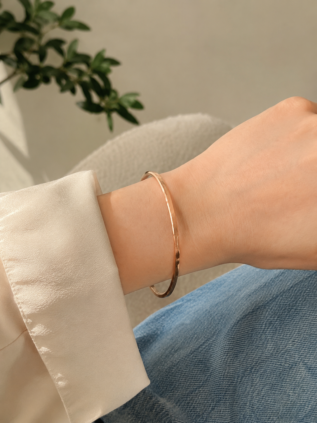 14k Rose Gold Bangle Bracelet 2.7mm | 66mm Classic Polished Gold Bangle