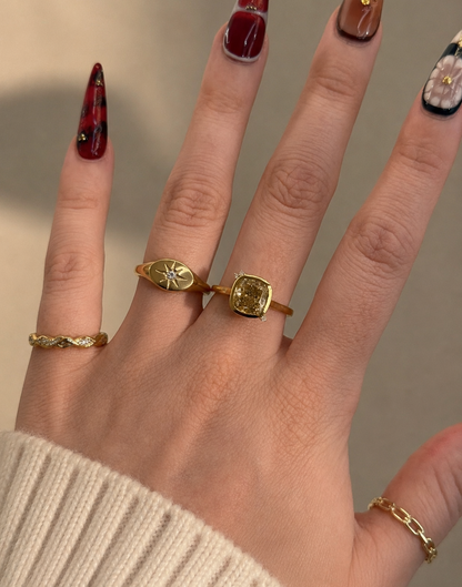 14k Gold Bezel Set 2.00 Carat Fancy Intense Yellow Cushion Lab-Grown Diamond Ring