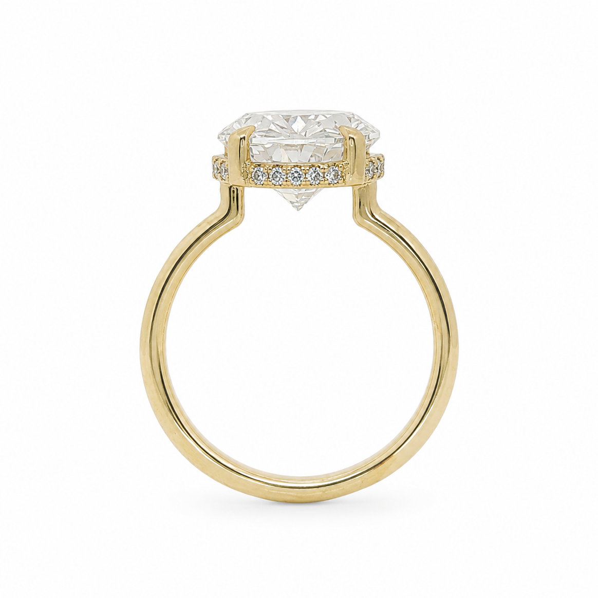14k Gold Floating Bezel Hidden Halo 4.03 Carat Oval Lab-Grown Diamond Engagement Ring | F/VS1