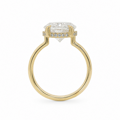 14k Gold Floating Bezel Hidden Halo 4.03 Carat Oval Lab-Grown Diamond Engagement Ring | F/VS1