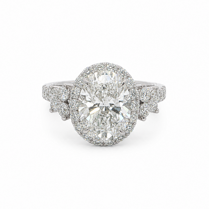 14k White Gold 2.55 Carat Oval Lab-Grown Diamond & Natural Diamond Ring (3.34 TCW) | F/VS2