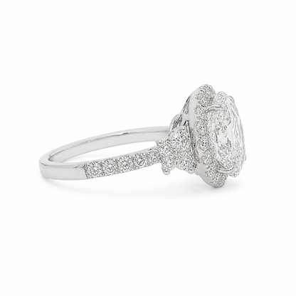 14k White Gold 2.55 Carat Oval Lab-Grown Diamond & Natural Diamond Ring (3.34 TCW) | F/VS2