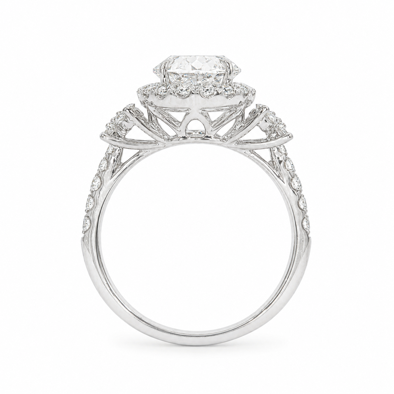 14k White Gold 2.55 Carat Oval Lab-Grown Diamond & Natural Diamond Ring (3.34 TCW) | F/VS2