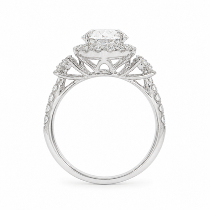 14k White Gold 2.55 Carat Oval Lab-Grown Diamond & Natural Diamond Ring (3.34 TCW) | F/VS2
