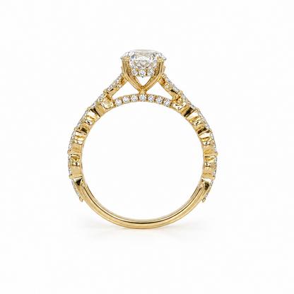 14k Gold 2.00ct Oval Cut Lab Diamond with Marquise Side Stones Engagement Ring | E/VVS2