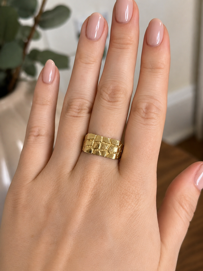 14k Gold Nugget Signet Ring