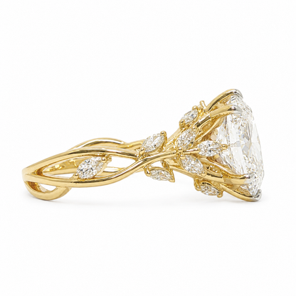 14k Gold 2ct E/VS1 Oval Lab Diamond Engagement Ring with Marquise Floral Accents