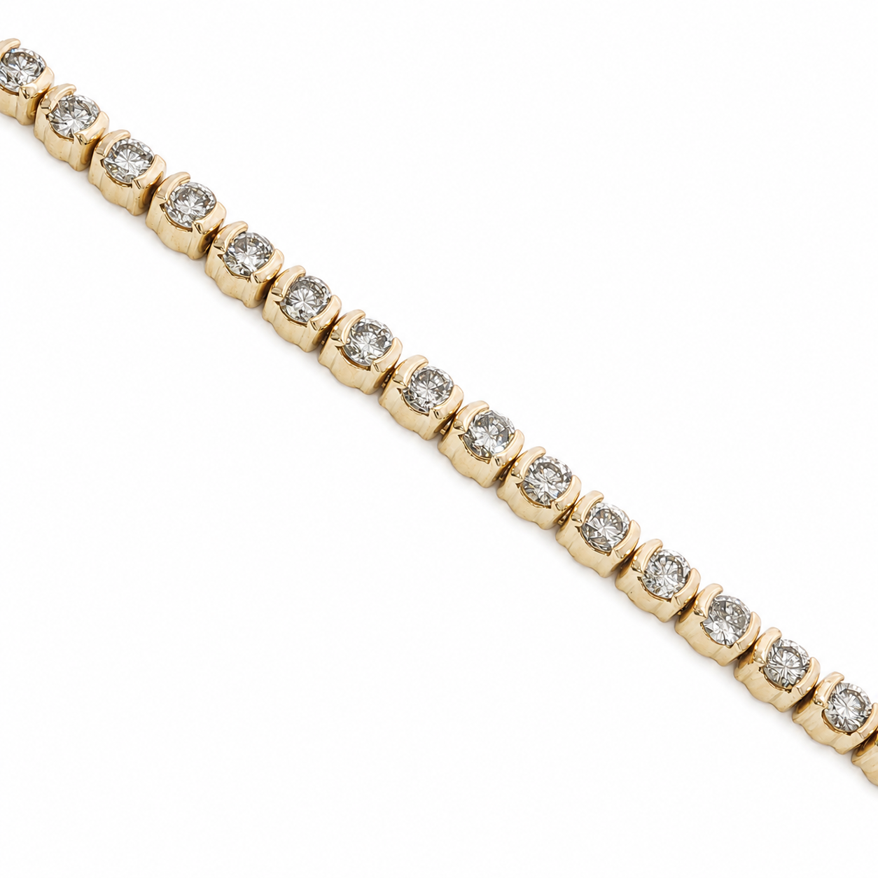 14k Gold Vintage Natural Diamond Half Bezel Tennis Bracelet | 3.00 tcw