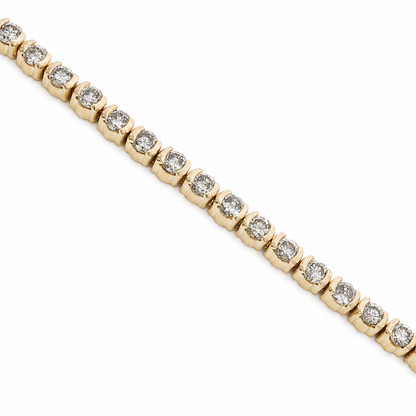 14k Gold Vintage Natural Diamond Half Bezel Tennis Bracelet | 3.00 tcw