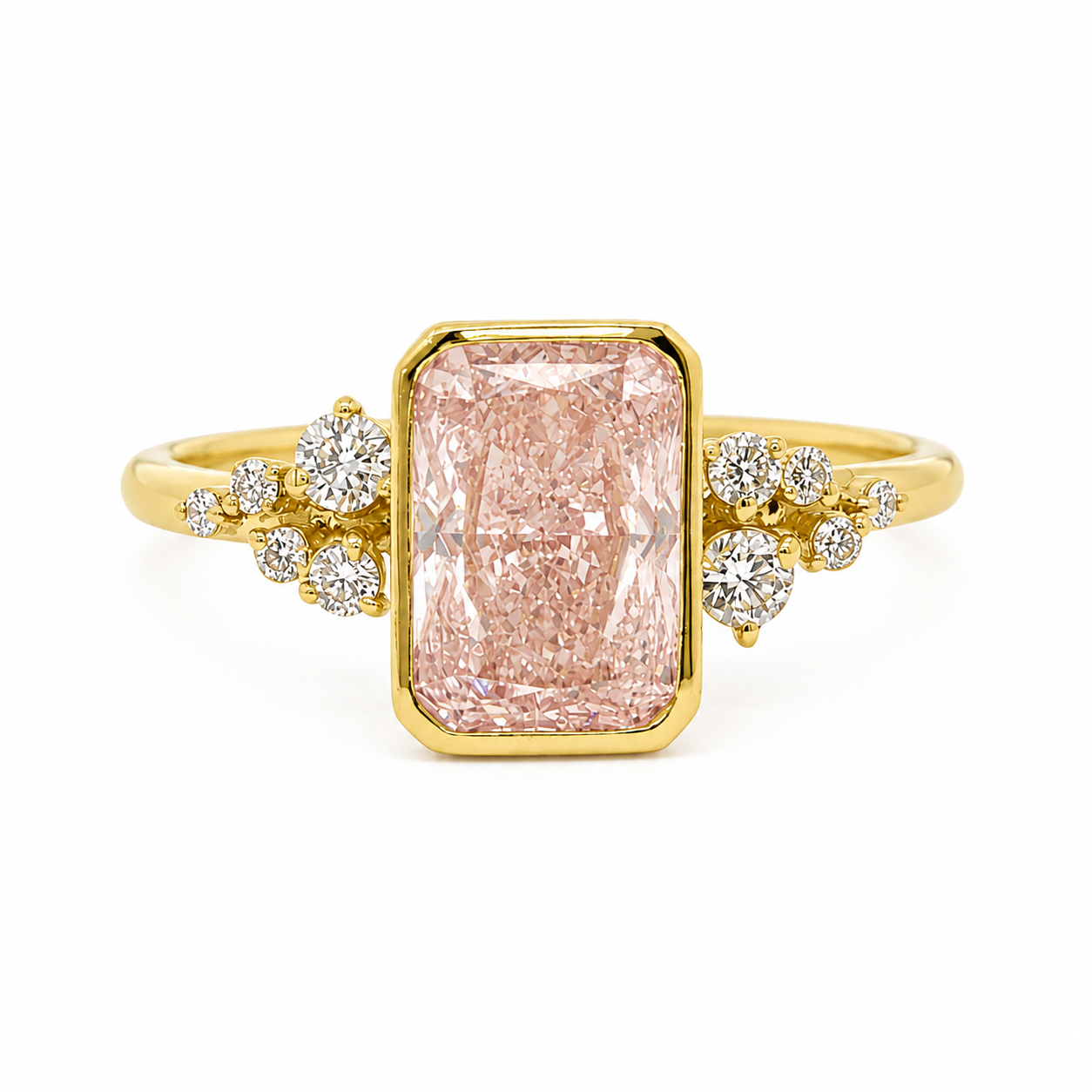 14k Gold Pink Radiant Lab Diamond Ring | 2.00tcw