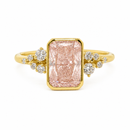 14k Gold Pink Radiant Lab Diamond Ring | 2.00tcw