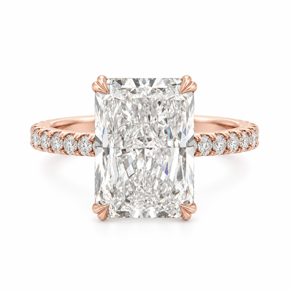 18k Rose Gold 5.59ct Radiant Lab Grown Diamond Engagement Ring | G Color VS1