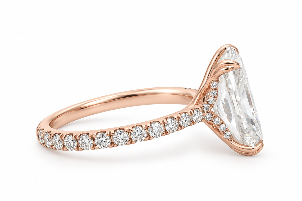18k Rose Gold 5.59ct Radiant Lab Grown Diamond Engagement Ring | G Color VS1