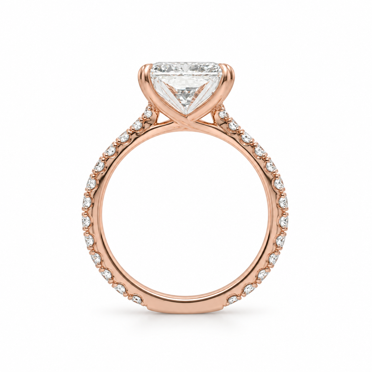 18k Rose Gold 5.59ct Radiant Lab Grown Diamond Engagement Ring | G Color VS1