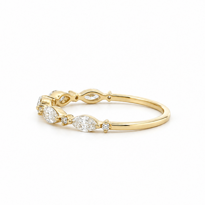 14k Gold Marquise and Round Diamond Band | 0.42tcw