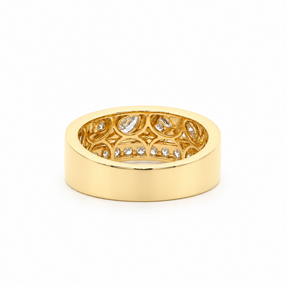 18k Gold Gypsy Set Diamond Infinity Cigar Band Ring | 0.62tcw