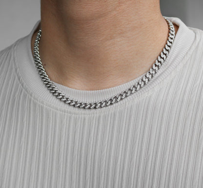 Sterling Silver Moissanite Cuban Chain