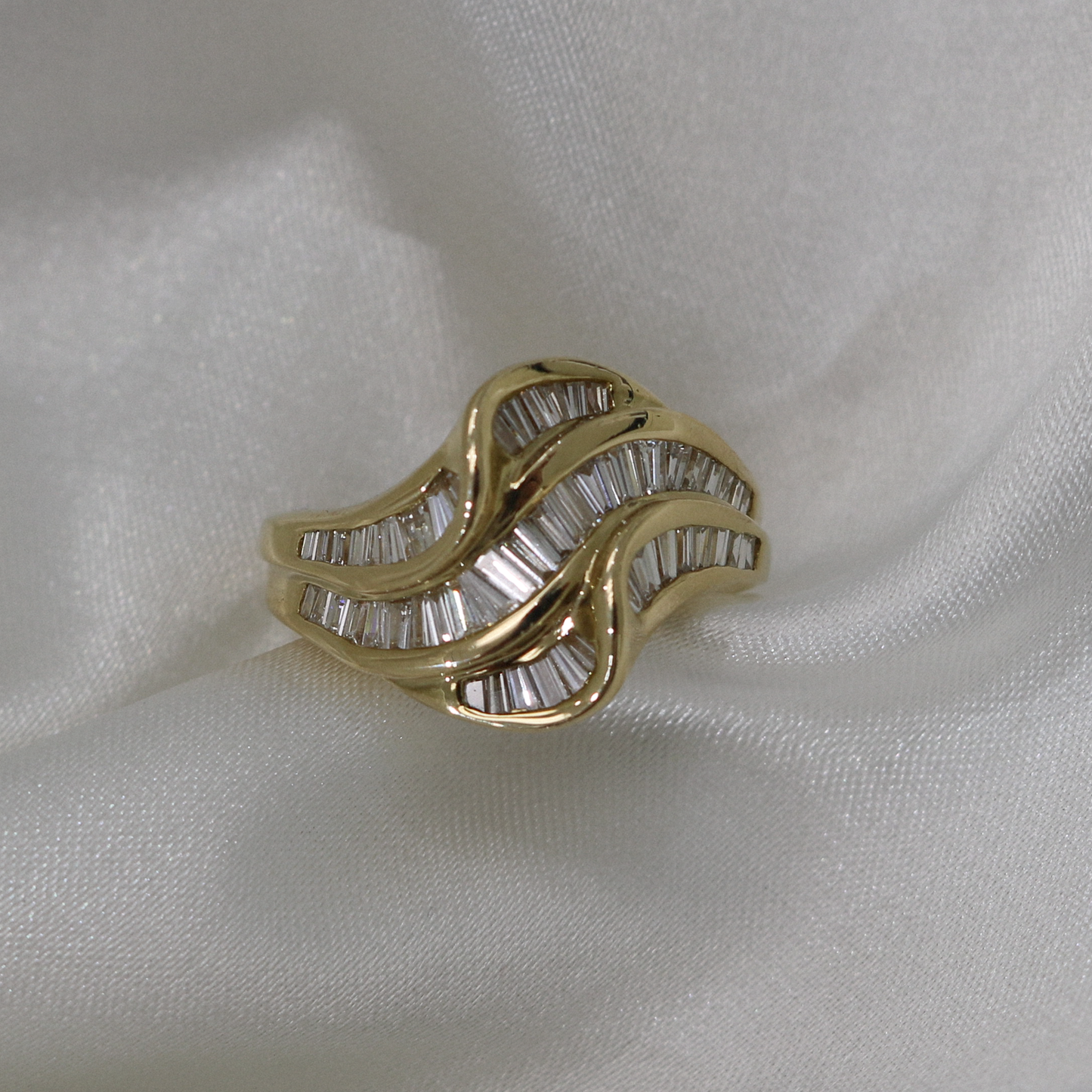 14k Gold and Natural Diamond Wave Band (0.75 tcw)