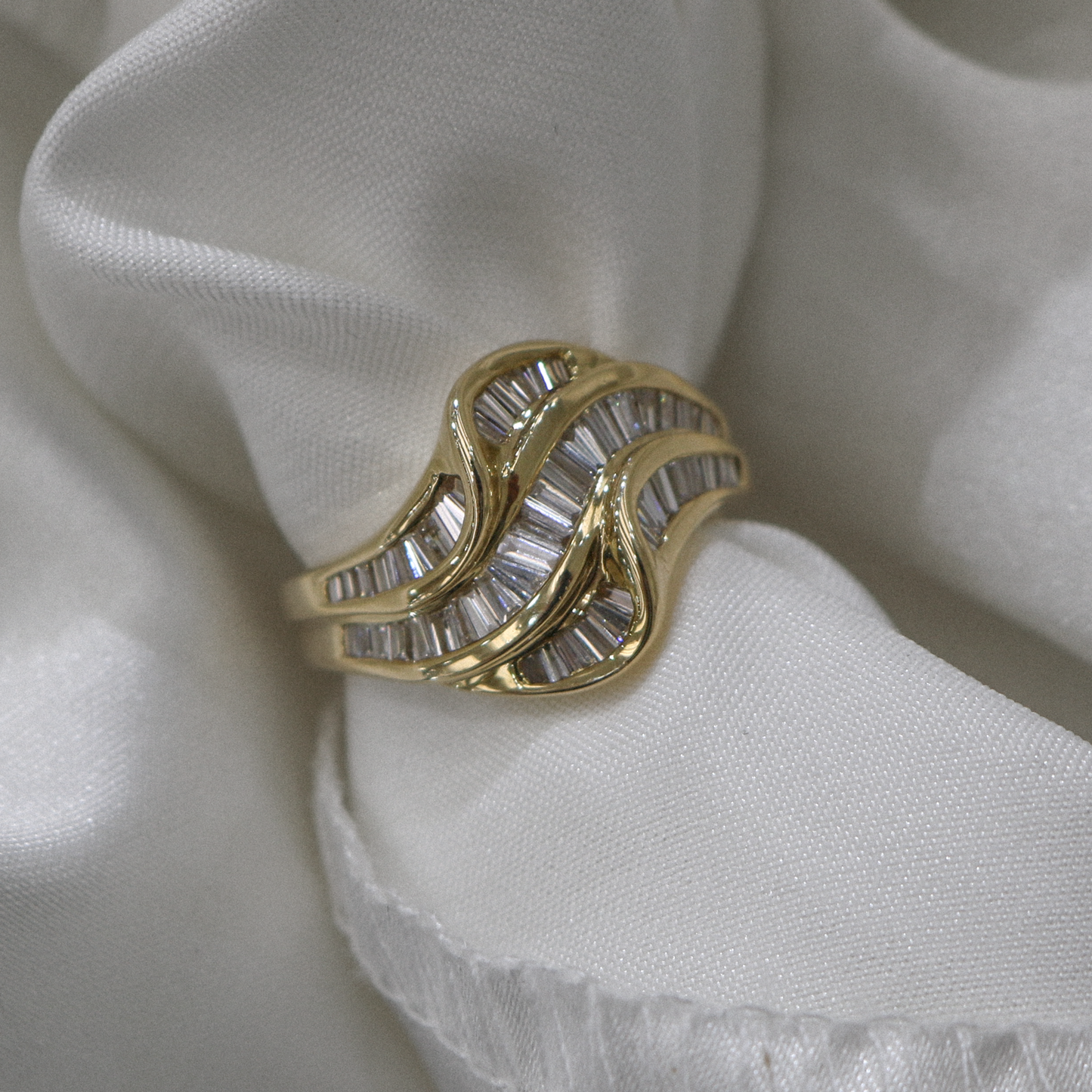 14k Gold and Natural Diamond Wave Band (0.75 tcw)