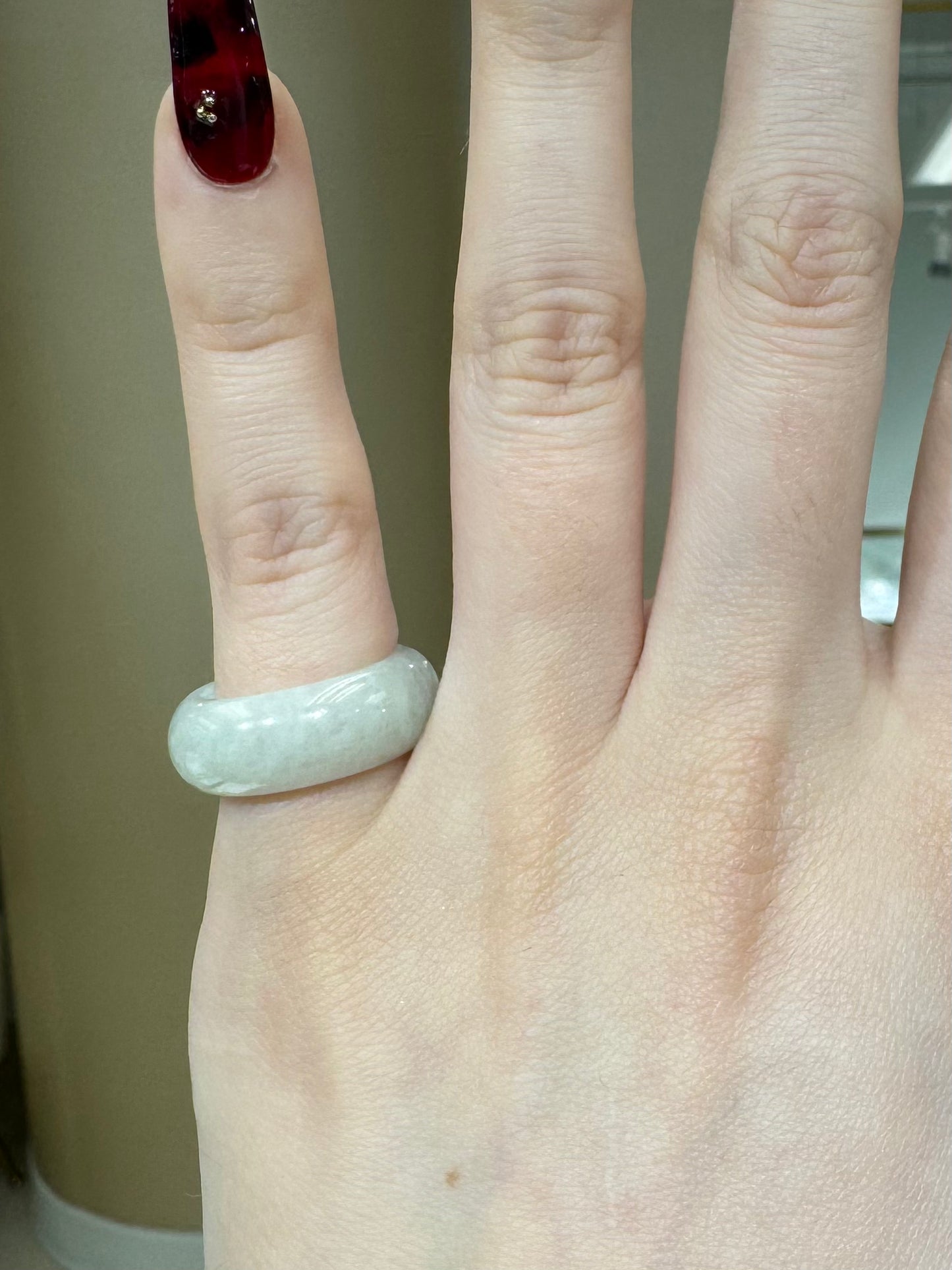 15.5mm A-Grade Natural Jadeite Abacus Ring